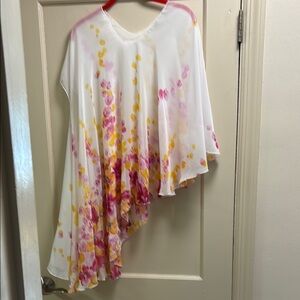 Elegant Sheer Floral Women's Scarf/Cover-Up/Vest Pink/Yellow/White OS